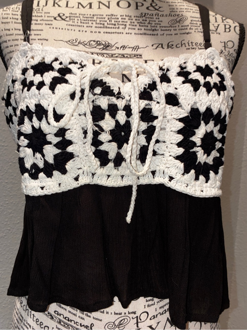 Rebellion Again Granny Block Crochet Crop Top L